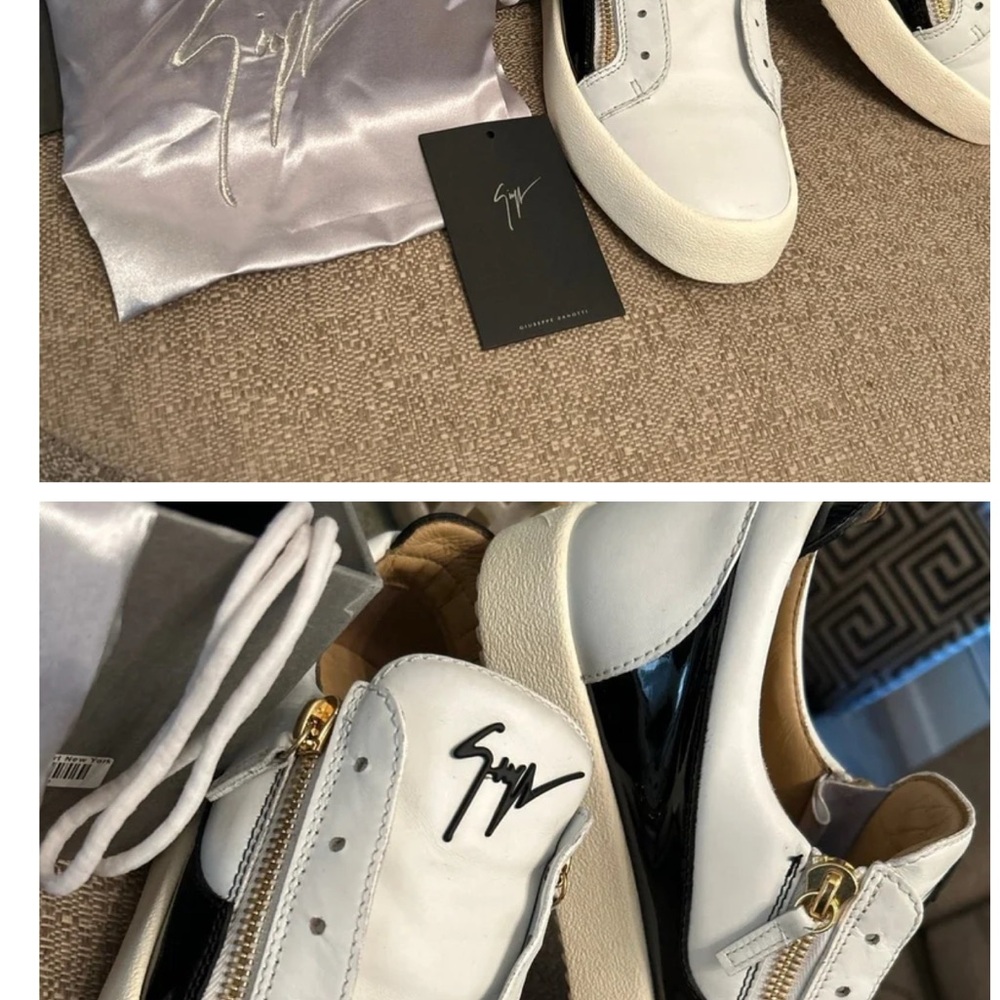 Giuseppe Zanotti White and Black Sneakers with Premium Leather